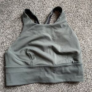 Lululemon High Neck Olive Green Sports Bra Longline